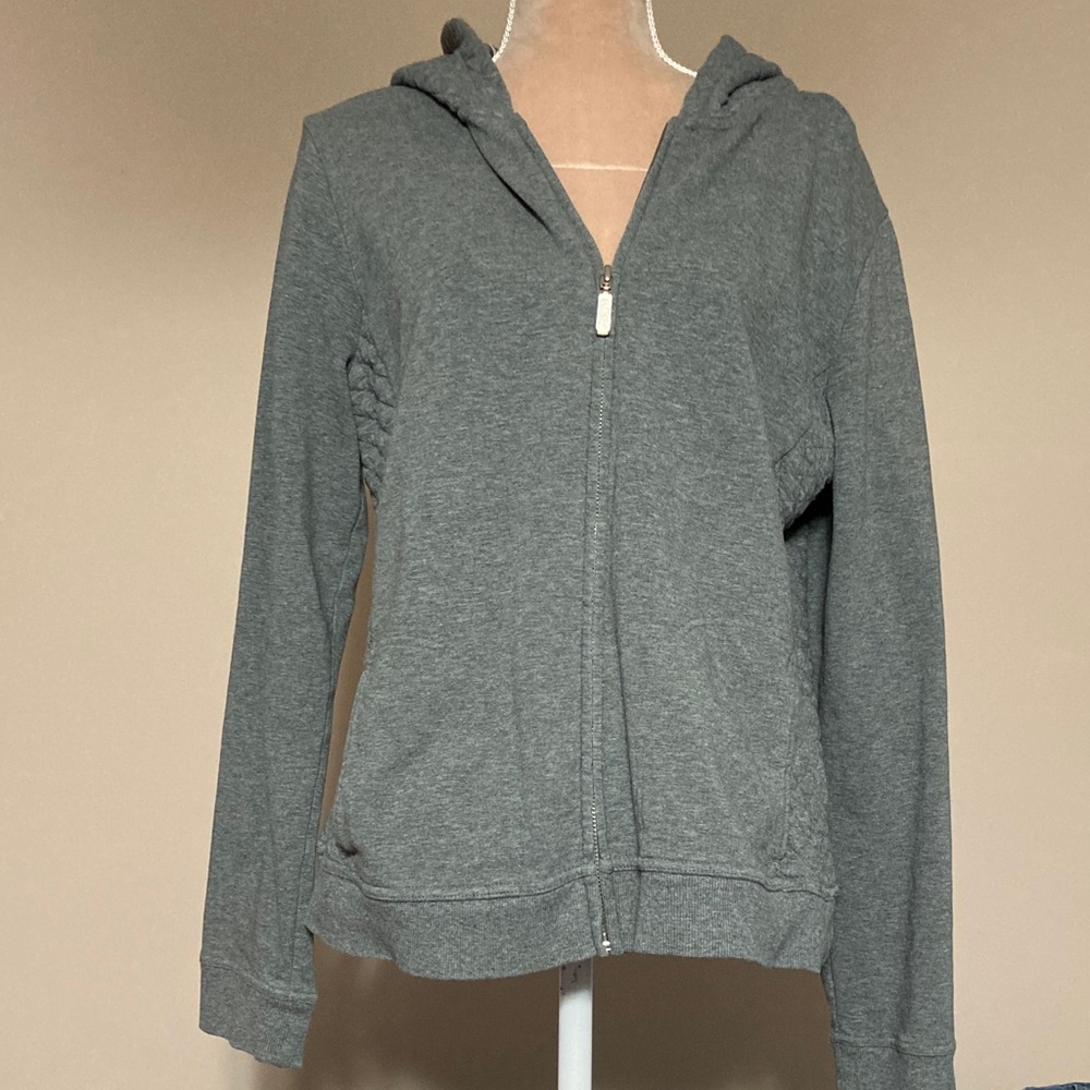 Croft & Barrow Gray Zip up Hoodie with quilted details and pockets - Size L